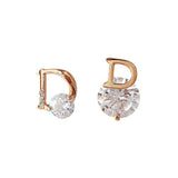 Shiny D letter Asymmetric Earrings
