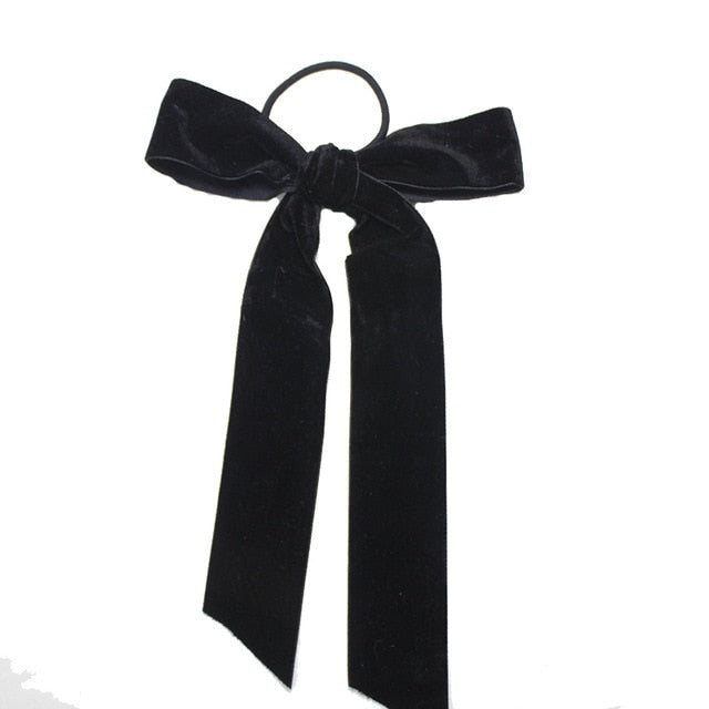 Soft Black Ribbon Hair Scrunchie