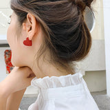 2021 Vintage Red Heart Shape Cute Drop Earrings