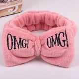 Letter "OMG" Coral Fleece Soft Bow Headbands Hair Accessories