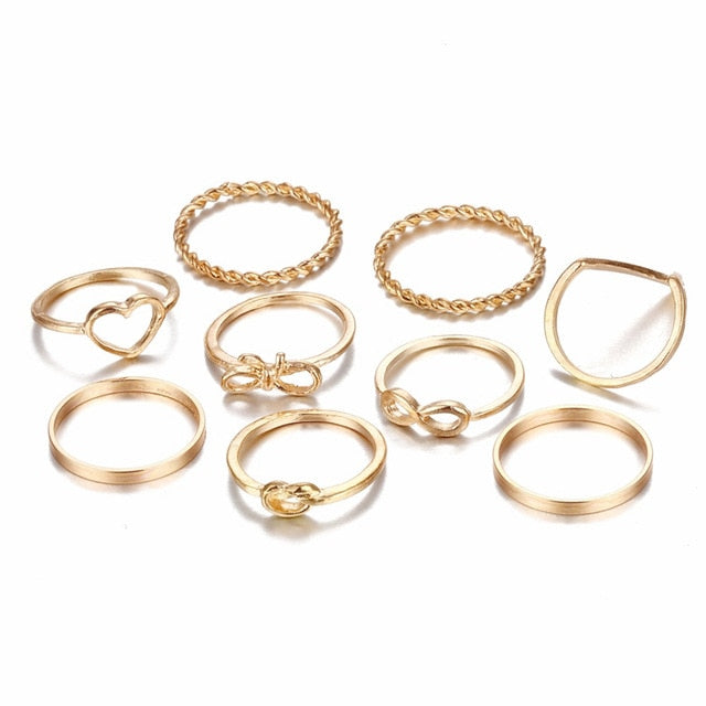 Original Design Gold Color Round Rings Set