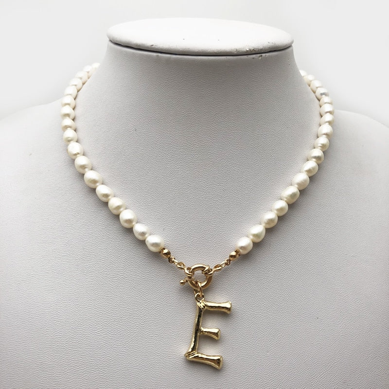 Alphabet A-Z Pearl Choker Necklace