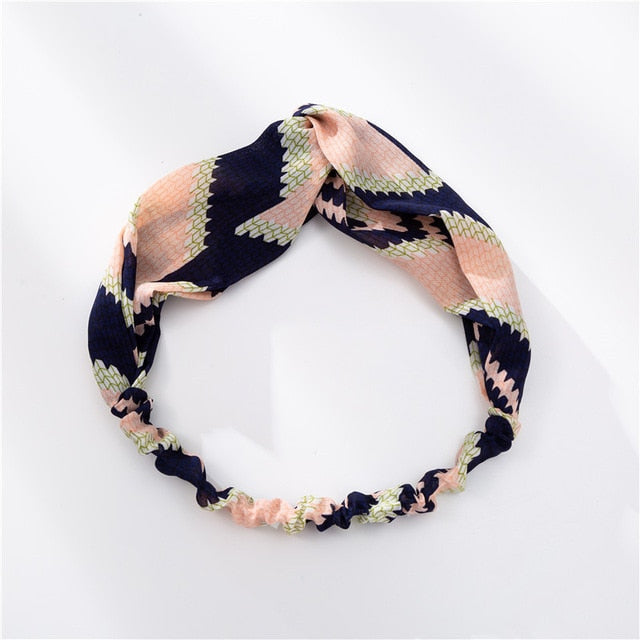 Cross Knot Headbands Flower Print Hair Bands Hair Accessories
