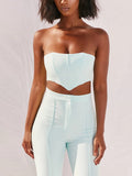 Strapless Corset Crop Top And Flare Pants Sets 2 Piece Set