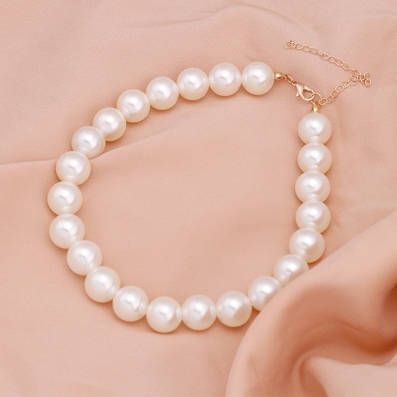 Elegant White Imitation Pearl Choker Necklace