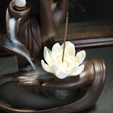 White Ceramic r Buddha Hand Backflow Incense Burner Lotus Incense Stick Holder
