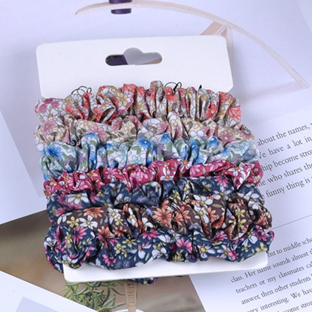 4/6 Pcs/Set Woman Fashion  Ponytail Holders Rubber Band Elastic Scrunchies