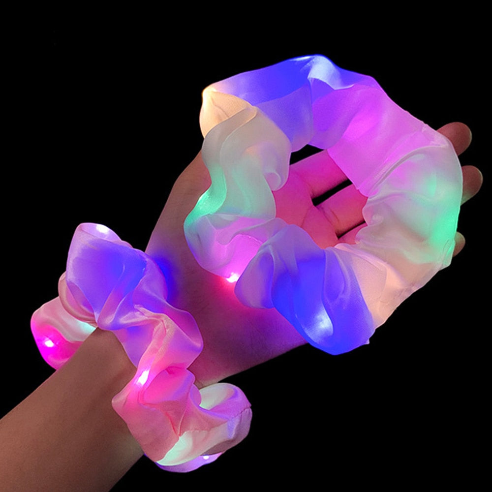 2021 LED Luminous Scrunchies Elastic Hairband Ponytail Holder