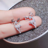New Creative Christmas Ornaments Stylish Christmas Elk Crystal Deer Stud Earrings Women Fashion Jewelry Gift Christmas Ornaments