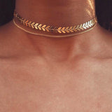 Fishbone Chain Choker Airplane Shape Gold Color Necklace F