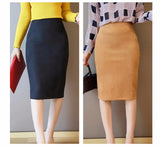 High Waist Multi Color Suede Midi Pencil Skirt