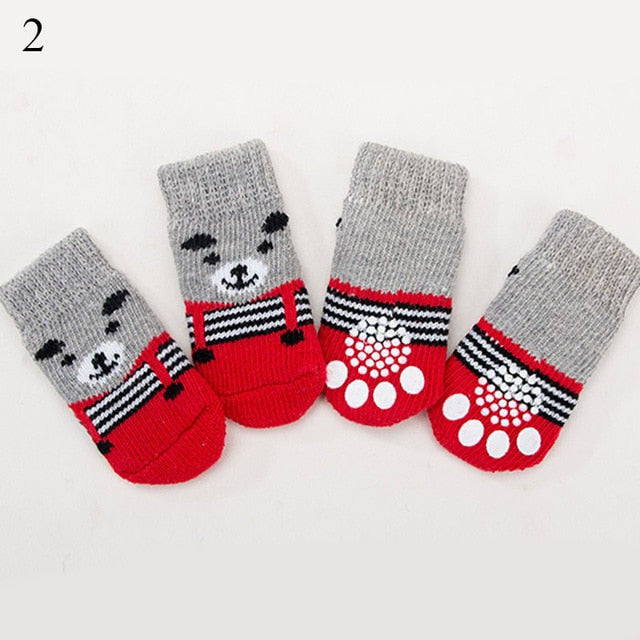 4pcs Warm Puppy Dog Socks Knits Socks