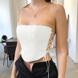 Off Shoulder Strapless Lace Up Sexy Bustier Corset Crop Tops