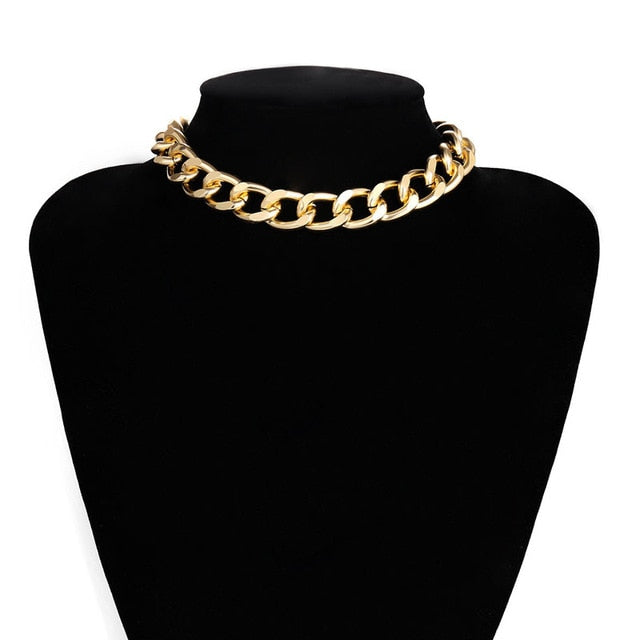 Punk Gold Thick Chain Necklac